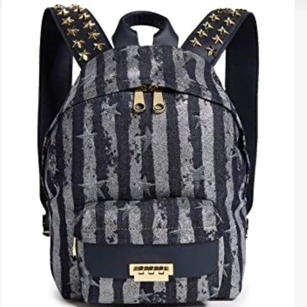 NWT $350 ZAC ZAC POSEN STAR STUD EARTHA SMALL BACKPACK IN DARK DENIM SOLD OUT!!!
